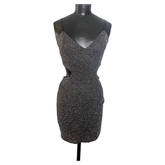 Windsor Black Silver Metallic Cutout Bodycon Party Dress size small - Picture 1 of 6